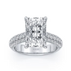 Talon Prong Set Radiant Center With 3 Rows Of Prong Set Diamonds On A Domed Band And Pave Diamonds On Prongs Engagement Ring in 14K White Gold (3ct)