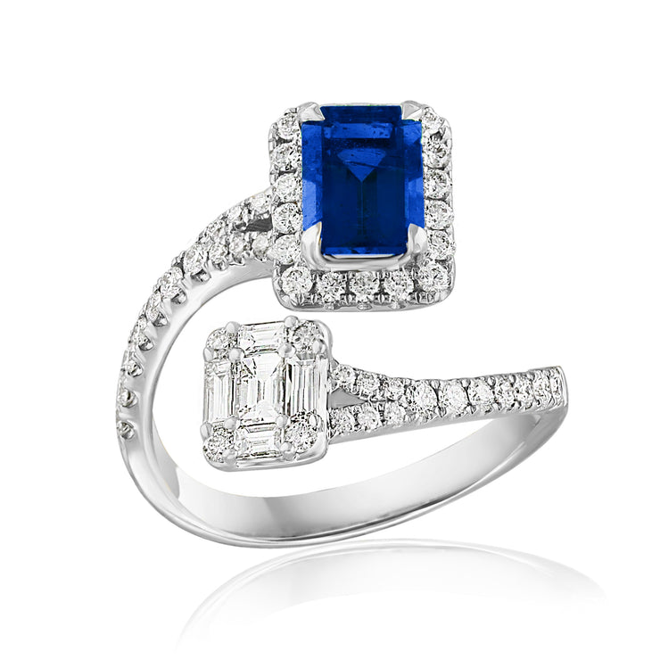 Sapphire & Diamond Bypass Ring