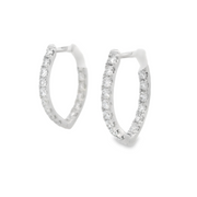 POINTED OVAL DIAMOND IN & OUT HOOP EARRINGS