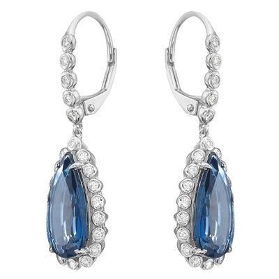Blue Topaz & Diamond Dangle Earrings