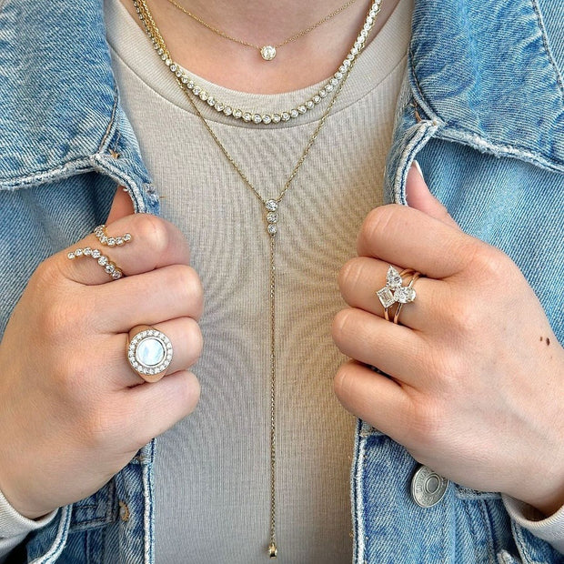 Bezel Set Diamond Lariat Necklace