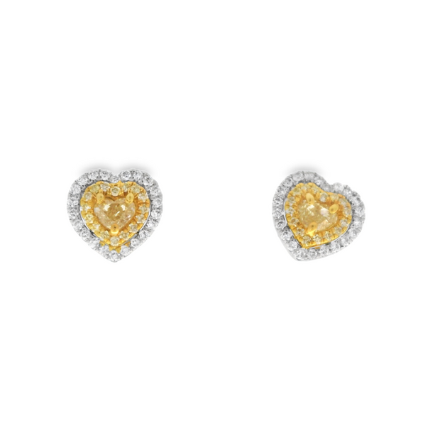 Heart Shaped Yellow Diamond Post Earrings