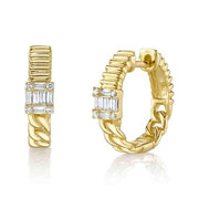 SHY CREATION - DIAMOND BAGUETTE CLUSTER HUGGIE HOOP EARRINGS