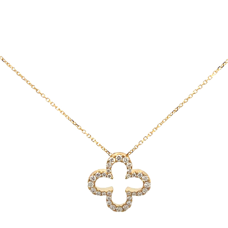 Clover Shaped Diamond Necklace Pendant