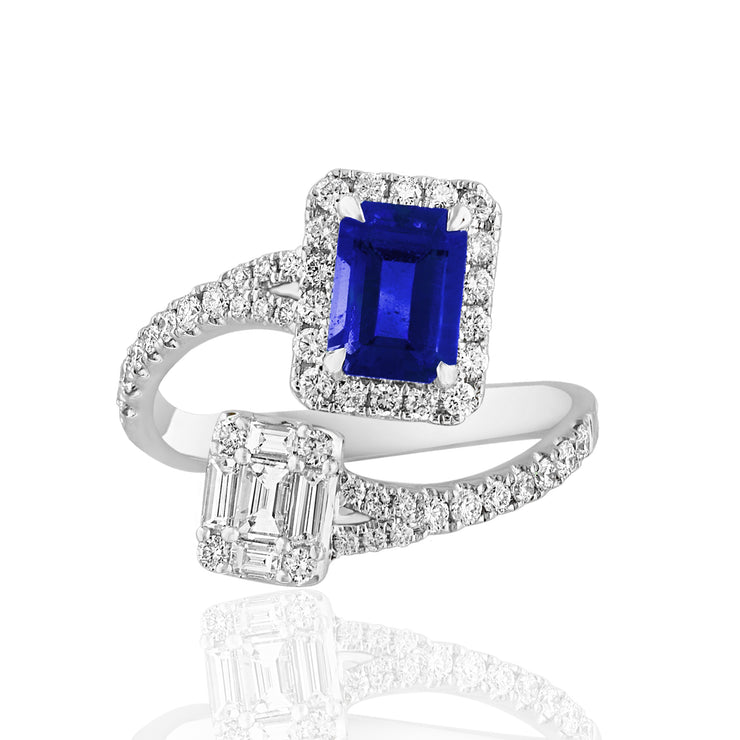 Sapphire & Diamond Bypass Ring