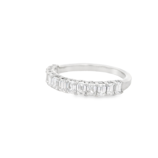 Emerald Diamond Wedding Band - 1 Ct
