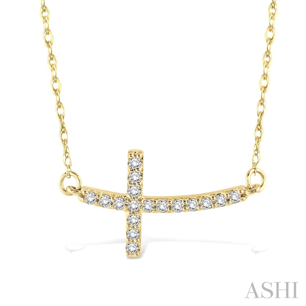 Ashi - Diamond Sideways Cross Pendant