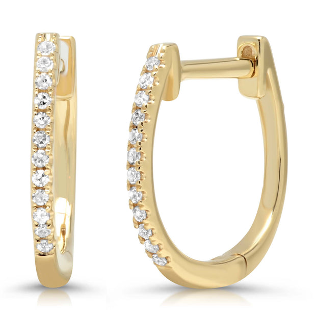 Shy Creation- Yellow Gold Diamond Huggie Earring