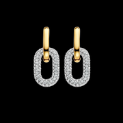TI SENTO - GOLD PLATED DANGLE EARRINGS, WITH BLACK OR CUBIC ZIRCONIA