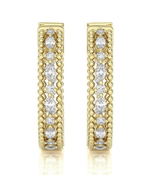 Marquise Diamond Hoop Earrings