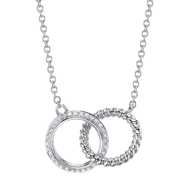 Shy Creation - White Gold Diamond Circle Necklace 0.14Ct