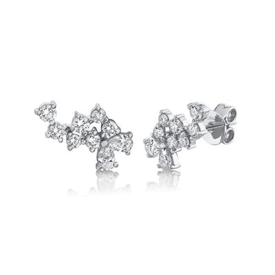 SHY CREATION - SCATTERED DIAMOND CLUSTER POST EARRINGS