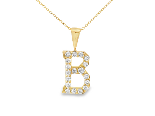 Diamond Initial "B" Pendant