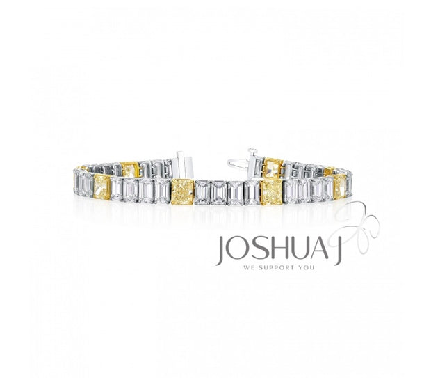 Yellow & White Diamond Tennis Bracelet - 19 Ct
