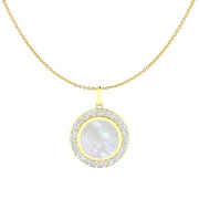 Mother of Pearl & Diamond Disc Pendant