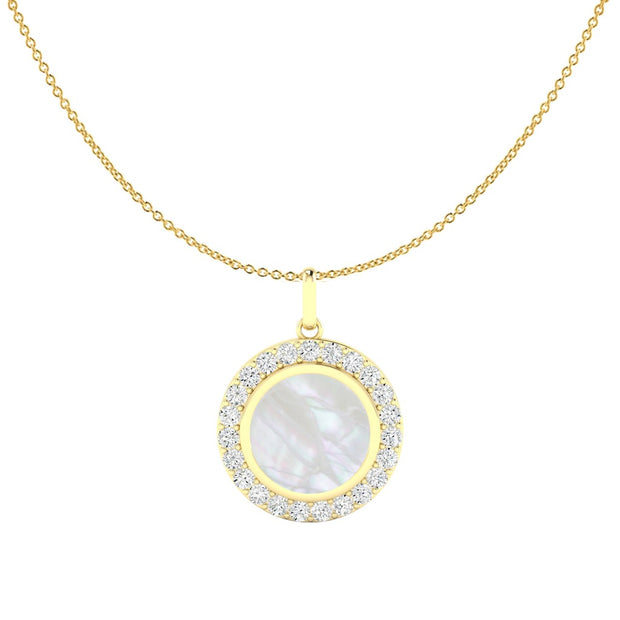 Mother of Pearl & Diamond Disc Pendant