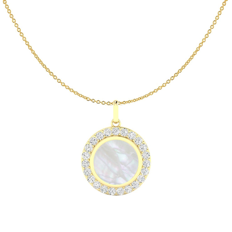 Mother of Pearl & Diamond Disc Pendant