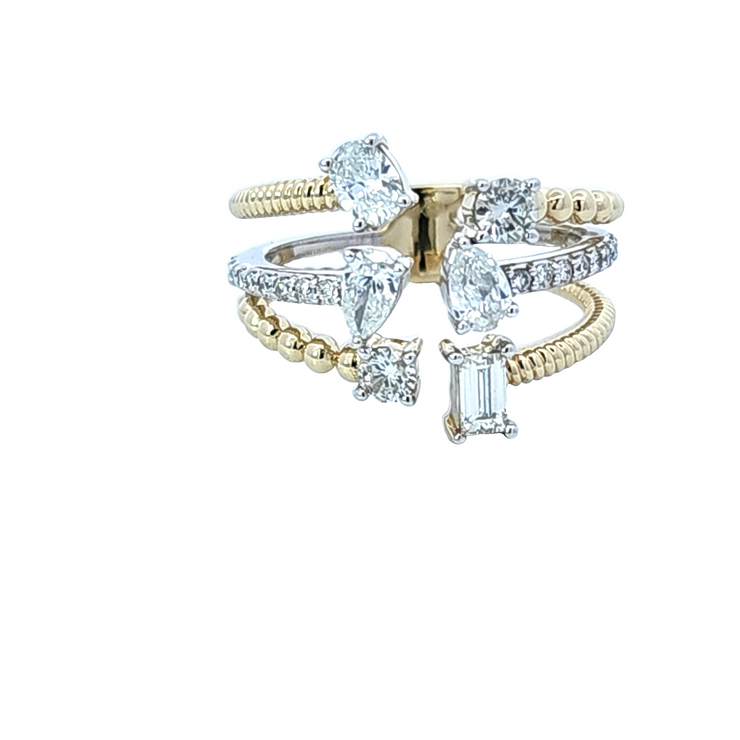 HEERA MOTI - TWO TONE 3 ROW DIAMOND RING