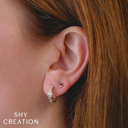 SHY CREATION - DIAMOND BAGUETTE CLUSTER HUGGIE HOOP EARRINGS