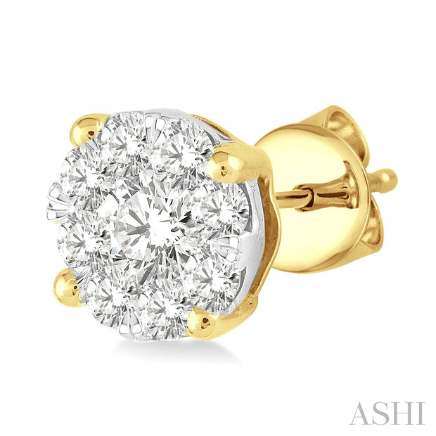 ASHI - 3/4 CARAT LOVEBRIGHT CLUSTER EARRINGS