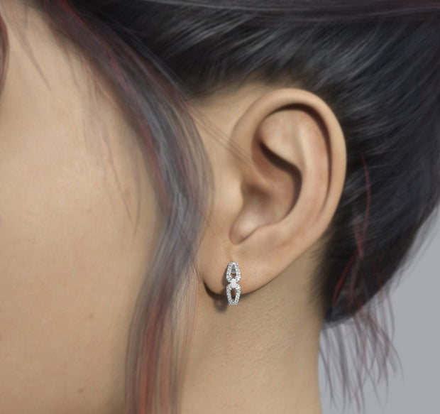 Diamond Huggie Hoop Earrings