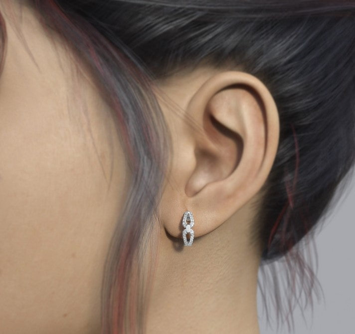 Diamond Huggie Hoop Earrings