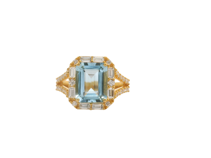Aquamarine & Diamond Ring
