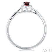 Oval Shape Garnet & Halo Diamond Ring