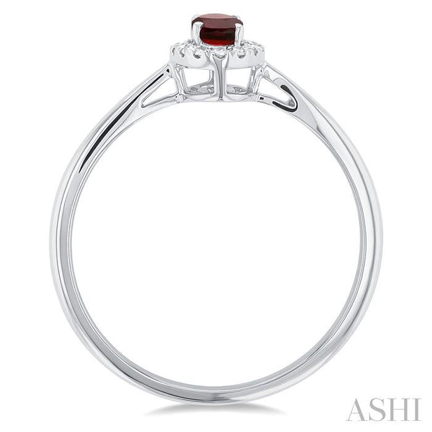 Oval Shape Garnet & Halo Diamond Ring
