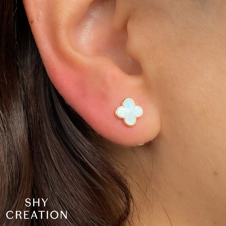 Shy Creation - Mother of Pearl Clover Post Earrings