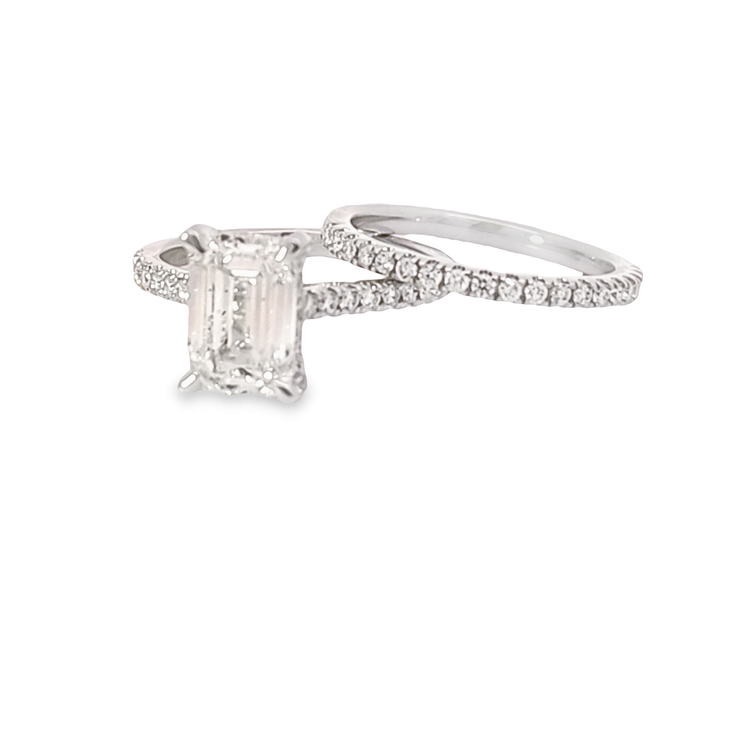 DIAMOND WEDDING SET – 2.5 CT EMERALD CUT CENTER