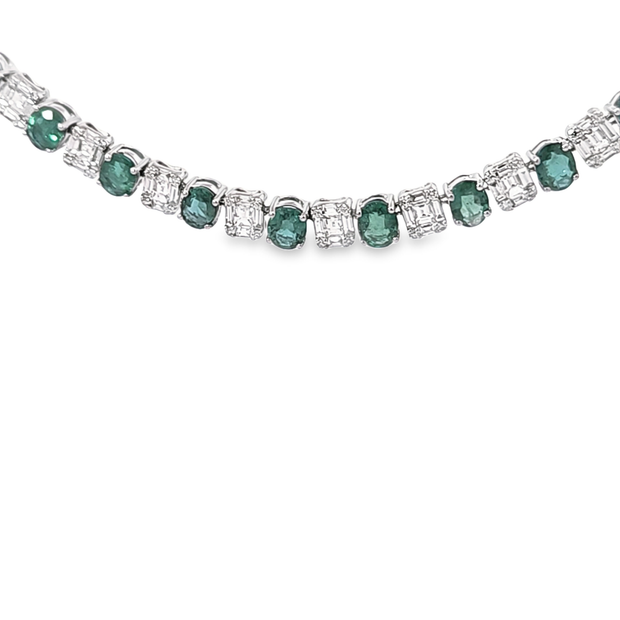 Emerald & Diamond Tennis Necklace