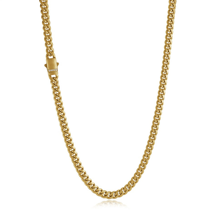 Cubic Zirconia Gold Plated 6mm Curb Chain
