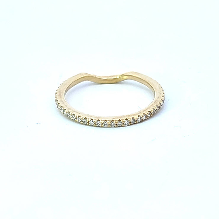 YELLOW GOLD PAVE DIAMOND CONTOUR ETERNITY RING