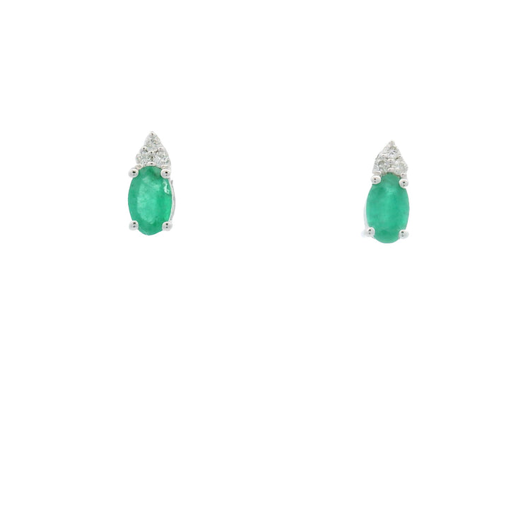 EMERALD & DIAMOND POST EARRINGS