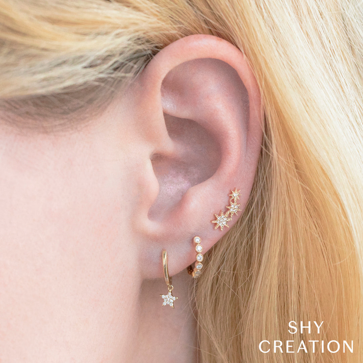 Shy Creation - Diamond Huggie Hoop Earrings