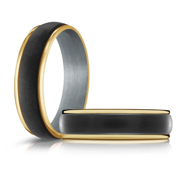 ?BLACK CARBON FIBER, GOLD & TANTALUM MARDINI WEDDING BAND