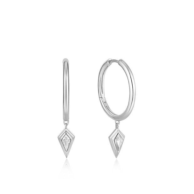 ANIA HAIE - STERLING SILVER SPARKLE DANGLE HOOP EARRINGS