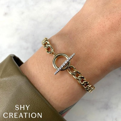 Curb Chain Diamond Toggle Bracelet