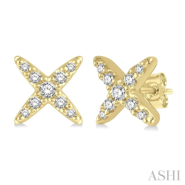 Ashi - Diamond 'X' Stud Earrings