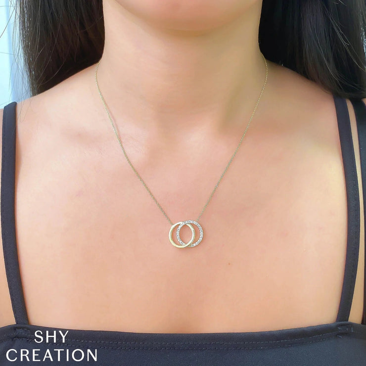 Shy Creation - Interlocking Circle Diamond Pendant