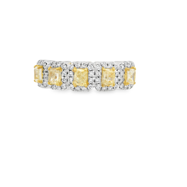 Yellow Diamonds With Halo Band - 1 Ct
