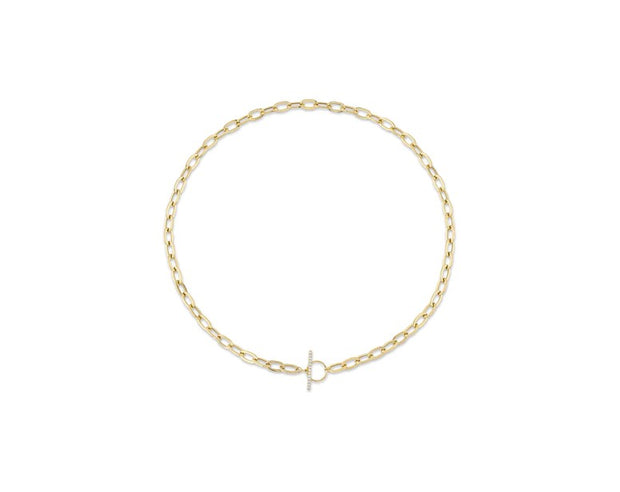 SHY CREATION - YELLOW GOLD PAVE DIAMOND PAPER CLIP NECKLACE