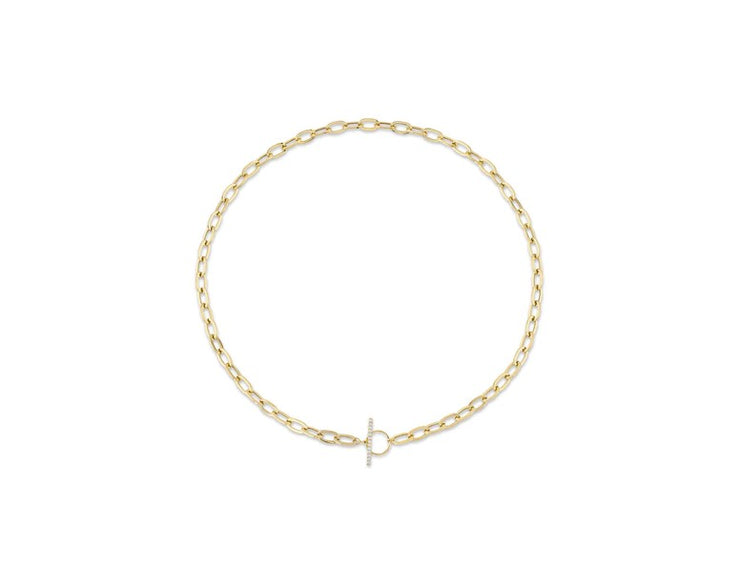 SHY CREATION - YELLOW GOLD PAVE DIAMOND PAPER CLIP NECKLACE