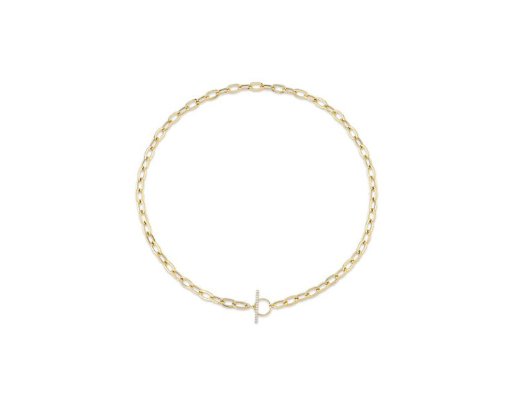 Shy Creation - Yellow Gold Pavé Diamond Paper Clip Necklace