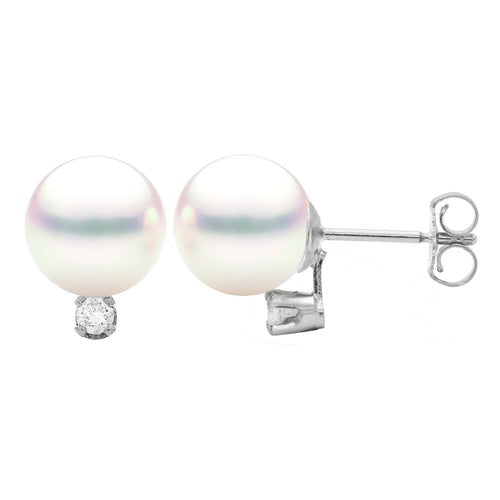 Akoya Pearl & Diamond Stud Earrings