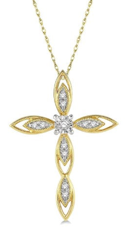 ASHI – MARQUISE DIAMOND CROSS PENDANT