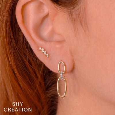 Shy Creation - Diamond Bar Post Earrings