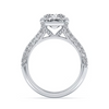 Talon Prong Set Radiant Center With 3 Rows Of Prong Set Diamonds On A Domed Band And Pave Diamonds On Prongs Engagement Ring in 14K White Gold (3ct)