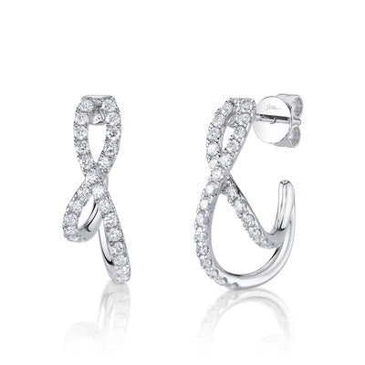 Shy Creation - Criss Cross Diamond Hoop Earrings